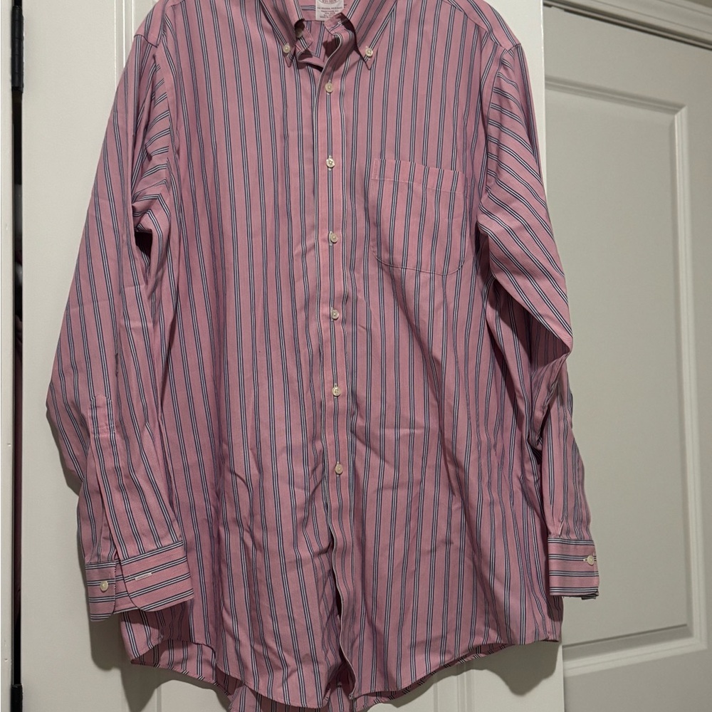 Brooks Brothers Pink and‎ Blue Traditional Fit Button Down Shirt size 16-34